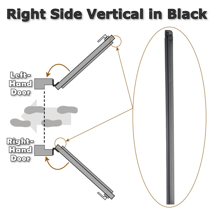 Modular Norlake Gasket (28-5/8" x 78") - Three-Sided - Profile 516 - Right Handed - RH (No Magnet in Right Vertical Piece)