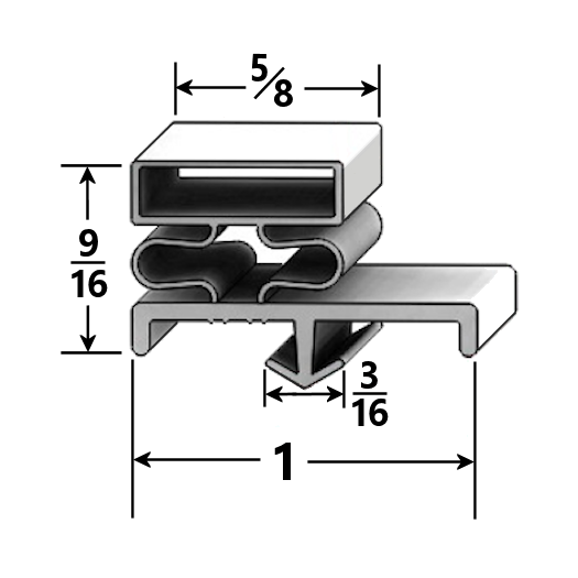 Arctic Walk-In Door Gasket (36" x 78") | Welded - Three-Sided - Profile 516 Reverse Weld