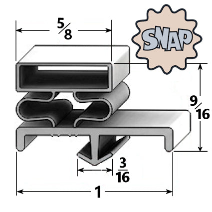 Modular Traulsen Gasket (35-1/4" x 75-1/2") - Three-Sided - Profile 516