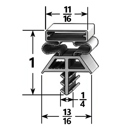 Kolpak Welded Gasket (36-1/2" x 77-1/2") - Three-Sided - Profile 018