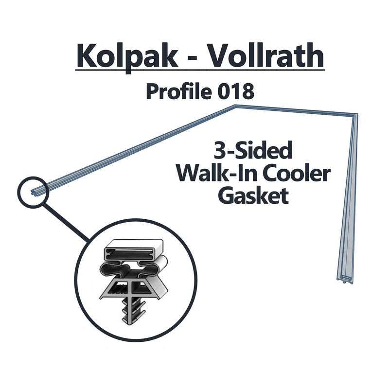 Picture of a 3-sided Kolpak/Vollrath gasket made with profile 018 and all sides magnetic